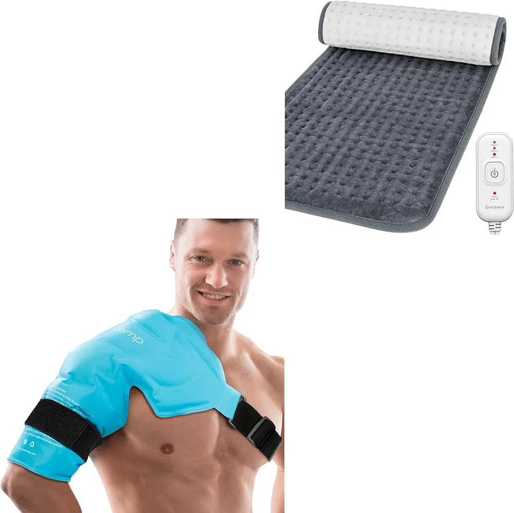 Comfytemp Shoulder Ice Pack Rotator Cuff Cold Therapyand Heating Pad for Back Pain & Cramps Relief Bundles