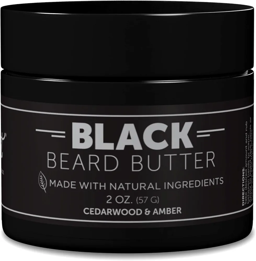 Detroit Grooming Co. Beard Butter - Softens, Thickens, Hydrate, and Rejuvenate Your Beard with Safflower Oil and Shea Butter - Styling Essentials - Cedarwood & Amber - Black - 2oz