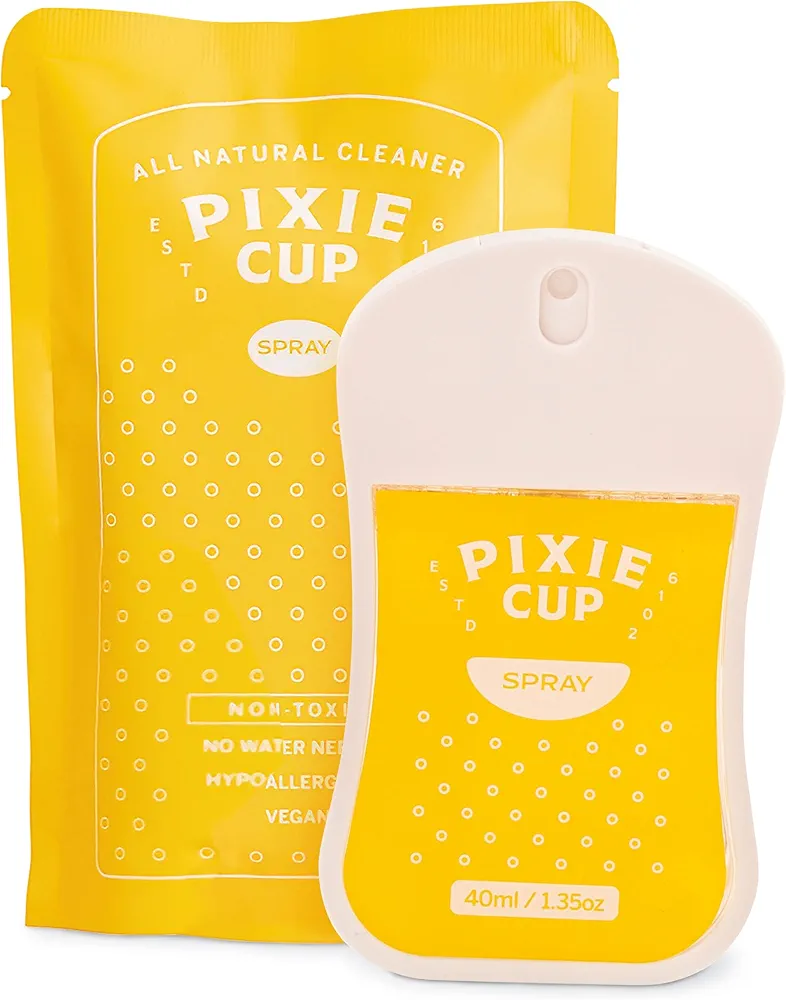 Pixie Sterilizer Spray for Menstrual Cups - Complete Sterilization in Just A Quick Spray - 100% Hypoallergenic & Plant-Blased Ingredients - Travel Cleaner Solution to Wash Period Cups & Discs