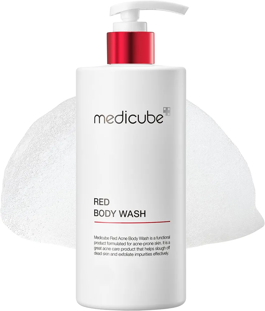 Medicube Red Acne Body Wash 14.52 Fl.oz I Low pH and Hydrating Cleanser with Salicylic Acid, Lactic Acid, Niacinamide and Hyaluronic Acid Suitable for Bacne Treatment | Korean Skin Care