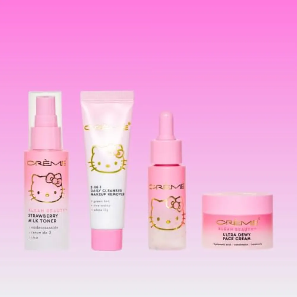 THE CRÈME SHOP X HELLO KITTY SKINCARE ESSENTIALS - KLEAN BEAUTY™ 4PC TRAVEL BAG SET