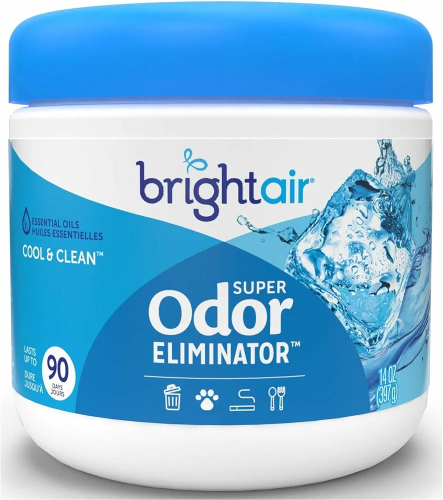 BRIGHT Air Super Odor Eliminator, Cool & Clean, Blue, 14oz, 6/Carton