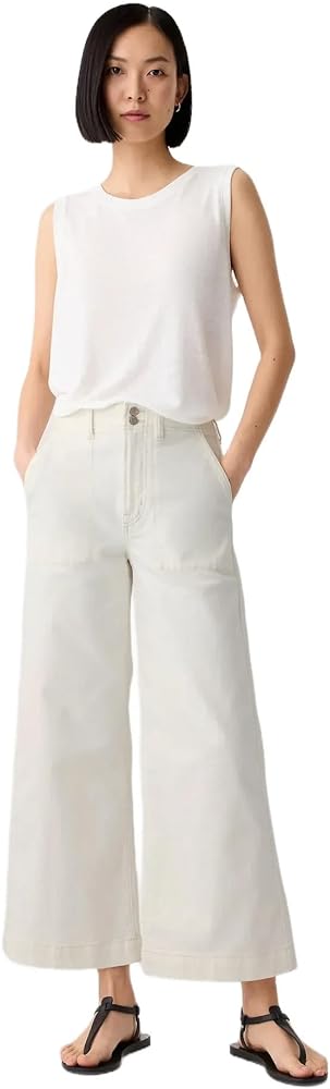 GAP Womens High Rise Wide Leg Jeans Vintage White 26 REG