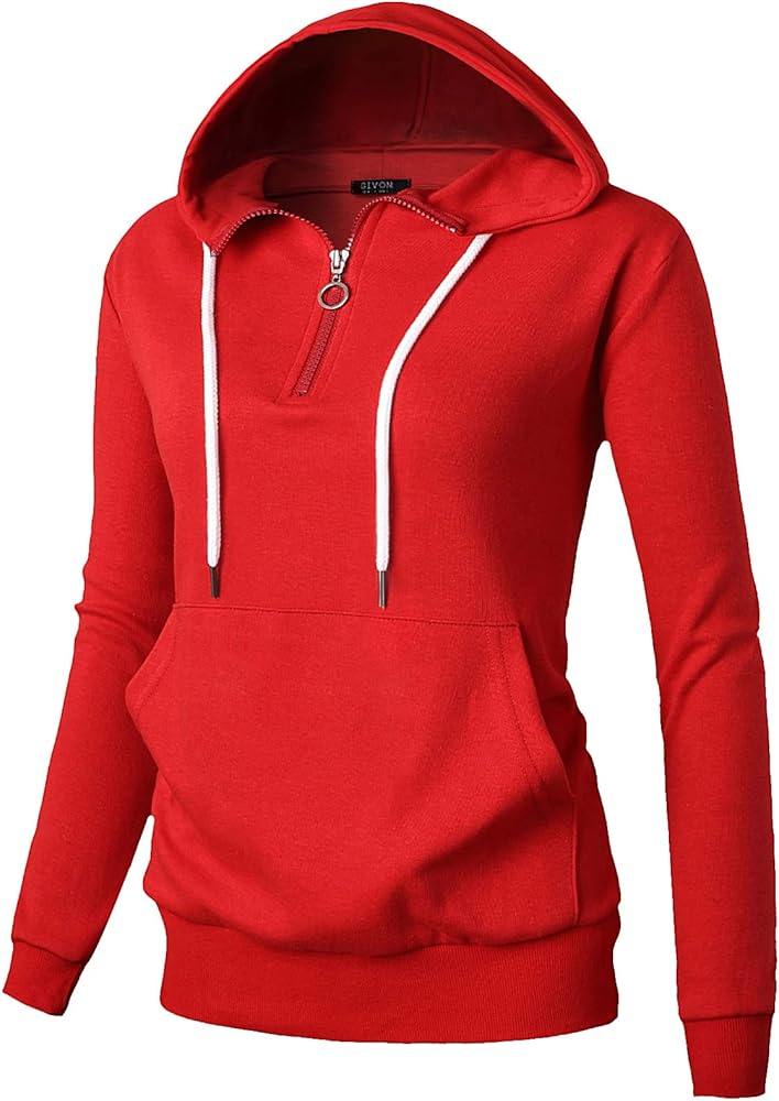 GIVON Womens Lightweight Thin Quarter Zip Up Pullover Hoodie Sweatshirt with Plus Size