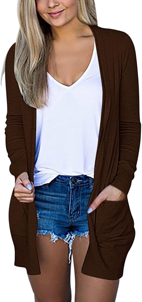 Womens Cardigans Lightweight 2024 Fall Oversized Long Sleeve Open Front Casual Sweater Cardigan with Pockets