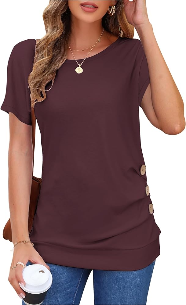 MOLERANI Women's Casual Short Sleeve Round Neck Loose Tunic T Shirt Blouse Tops