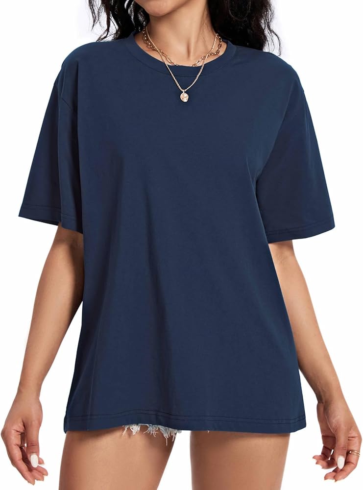 Womens Oversized T Shirts Crewneck Short Sleeve Summer Tops Casual Blouse Basic Tee Trendy Outfits 2024