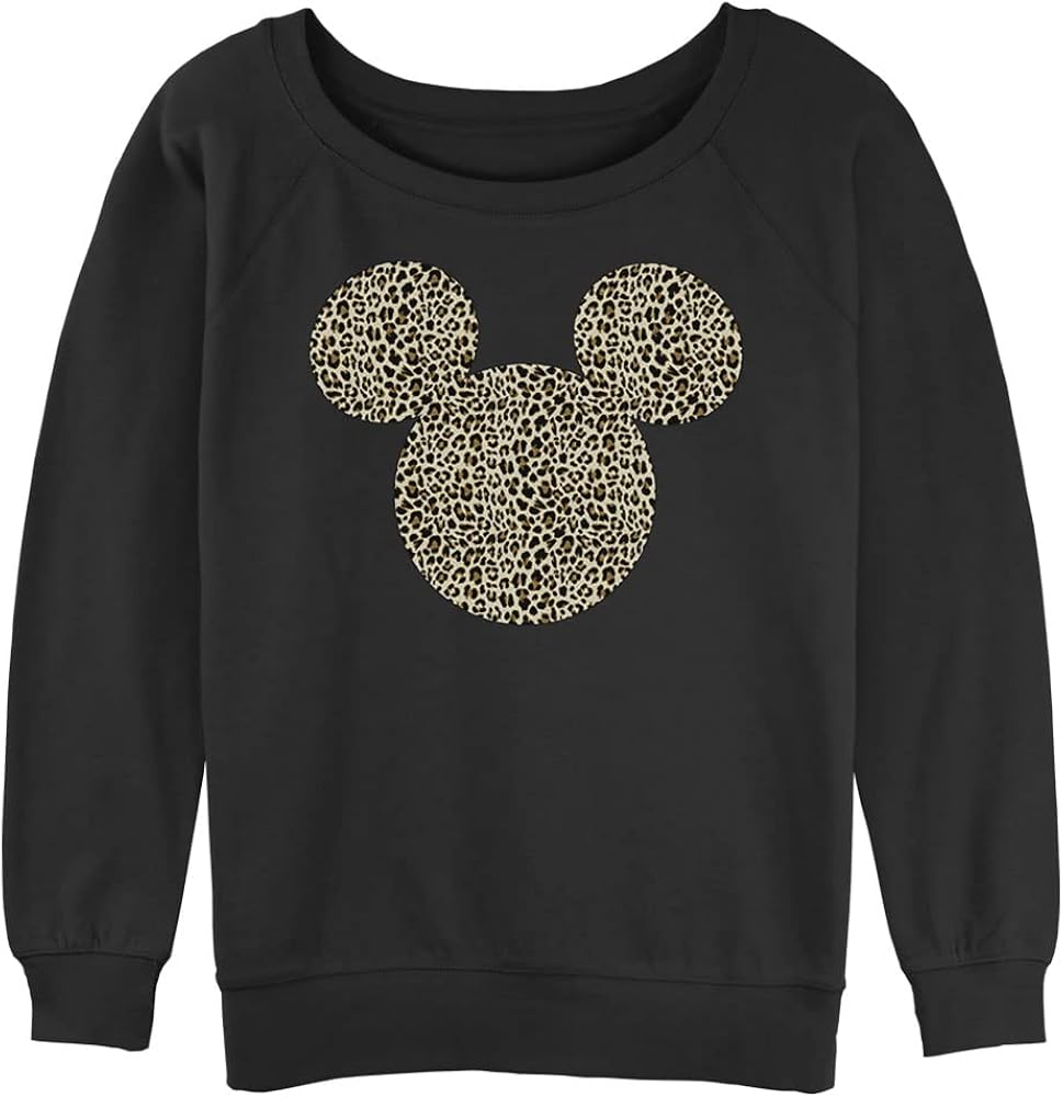 Disney Women's Classic Mickey Animal Ears Junior's Raglan Pullover with Coverstitch