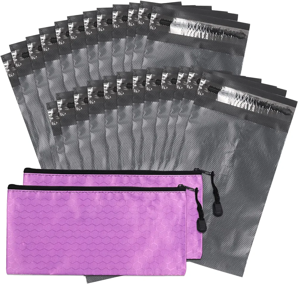 Sanitary Napkin Disposal Bags, Feminine Personal Disposal Bags, 200pcs Grey Opaque Bags and 2pcs Purple Sanitary Napkin Storage Bags for Sanitary Disposal, Tampons, Pads, and Liners