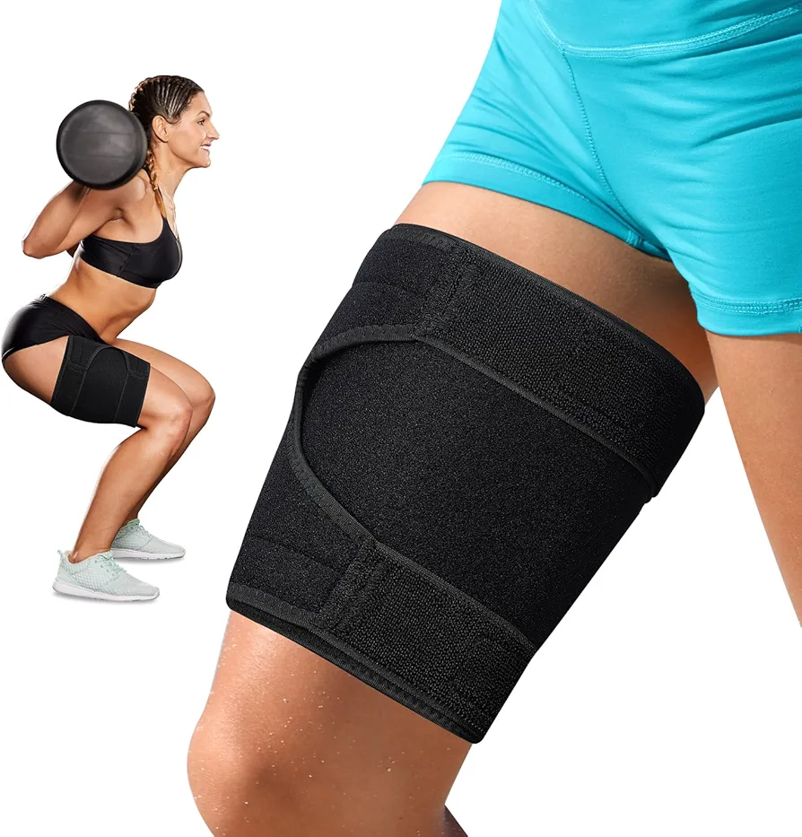 supregear Thigh Support Brace, Adjustable Non-Slip Compression Wrap for Men Women Quad, Hamstring, Groin Strains, Tendinitis, Sciatica Pain Alleviation & Injury Prevention, L/XL