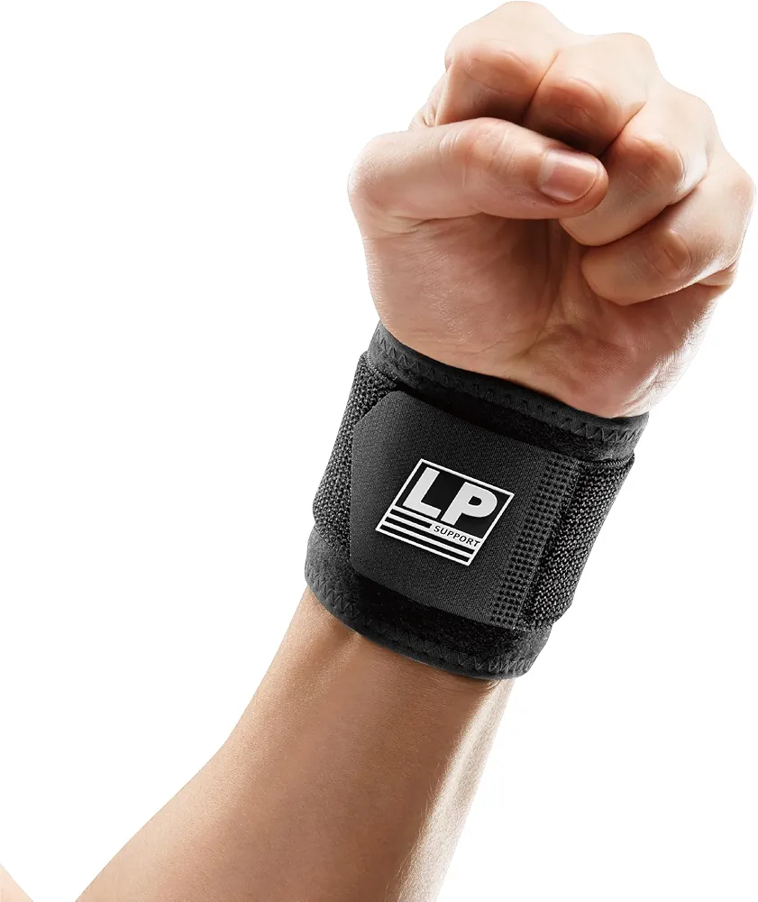 LP SUPPORT 753CA Adjustable Wrist Brace - Wrist Straps for Weightlifting, Crossfit, Tennis, Heavy Worker - Carpal Tunnel Wrist Brace for Work for Both Hands (Black, 1pc)