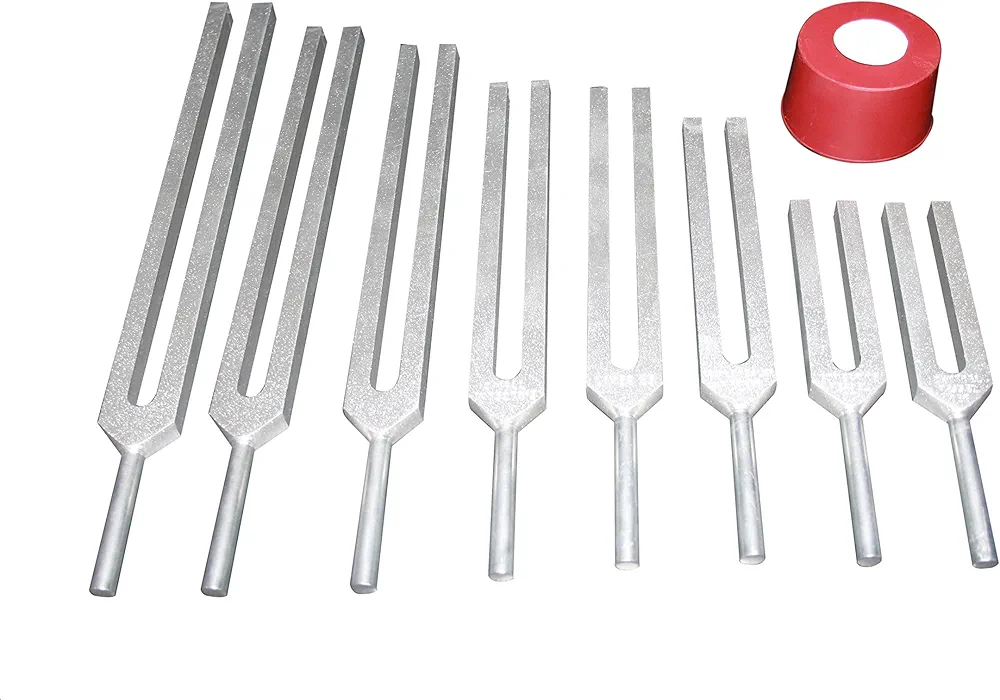 Radical Therapeutic Harmonic Spectrum Set of 8 Tuning Forks to Enhance 5 Human Senses