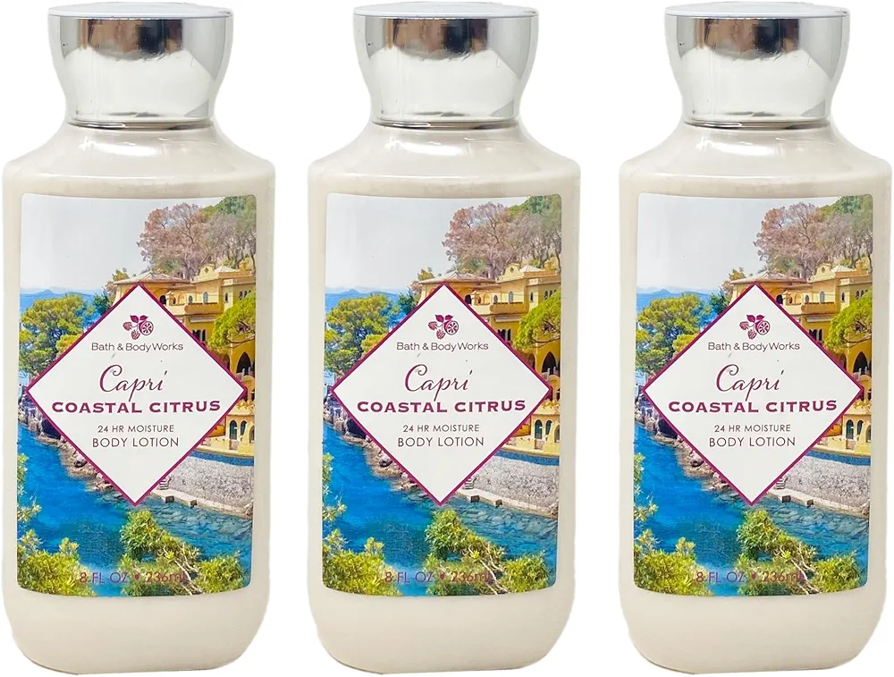 Bath & Body Works Capri Coastal Citrus 24 Hour Moisture Body Lotion 3 Piece Set - 8 fl oz / 236 mL each