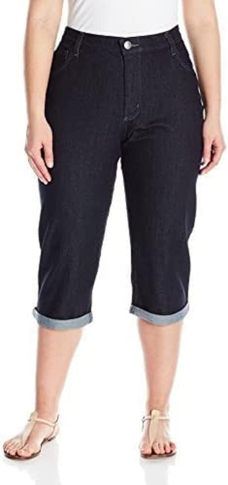 Riders by Lee Indigo womens Plus Size Comfort Waist Cuff Capri