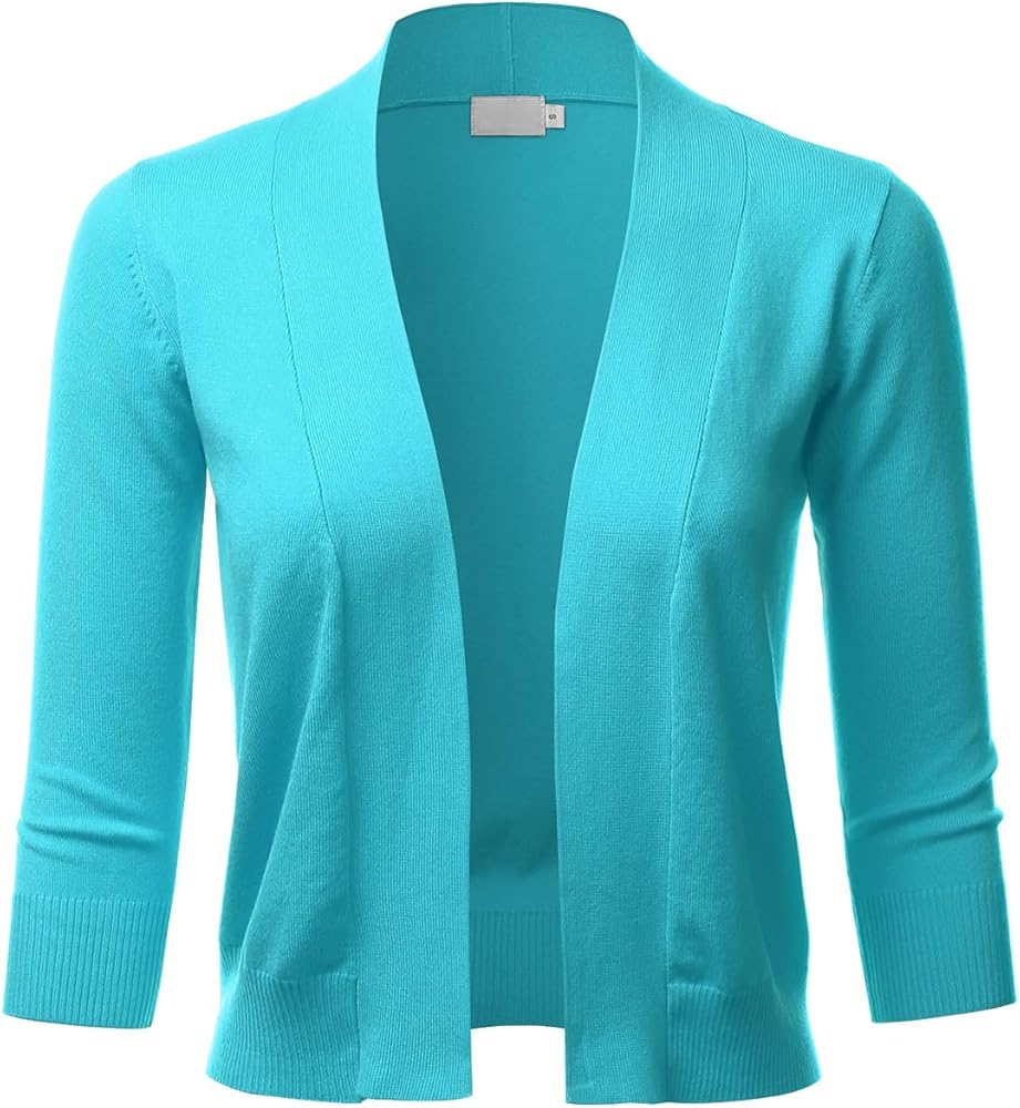 LALABEE Women's Classic 3/4 Sleeve Open Front Cropped Bolero Cardigan Shrugs for Dresses (S~XXL)