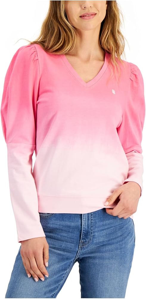 Tommy Hilfiger Womens Cotton Ombre Sweatshirt Pink XS