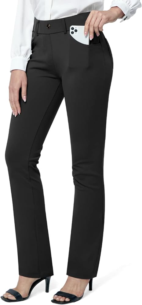 M MOTEEPI Yoga Dress Pants for Women 31''/29''/33'' High Waisted Pull on Work Pants Business Slacks