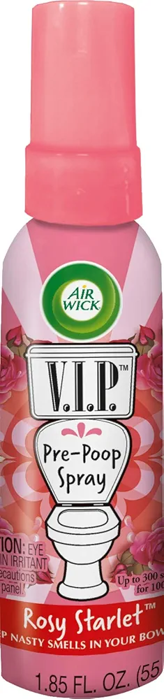 Air Wick V.I.P. Pre-Poop Toilet Spray, Up to 100 uses, Contains Essential Oils, Rosy Starlet Scent, Travel size, 1.85 oz, Holiday Gifts, White Elephant gifts, Stocking Stuffers