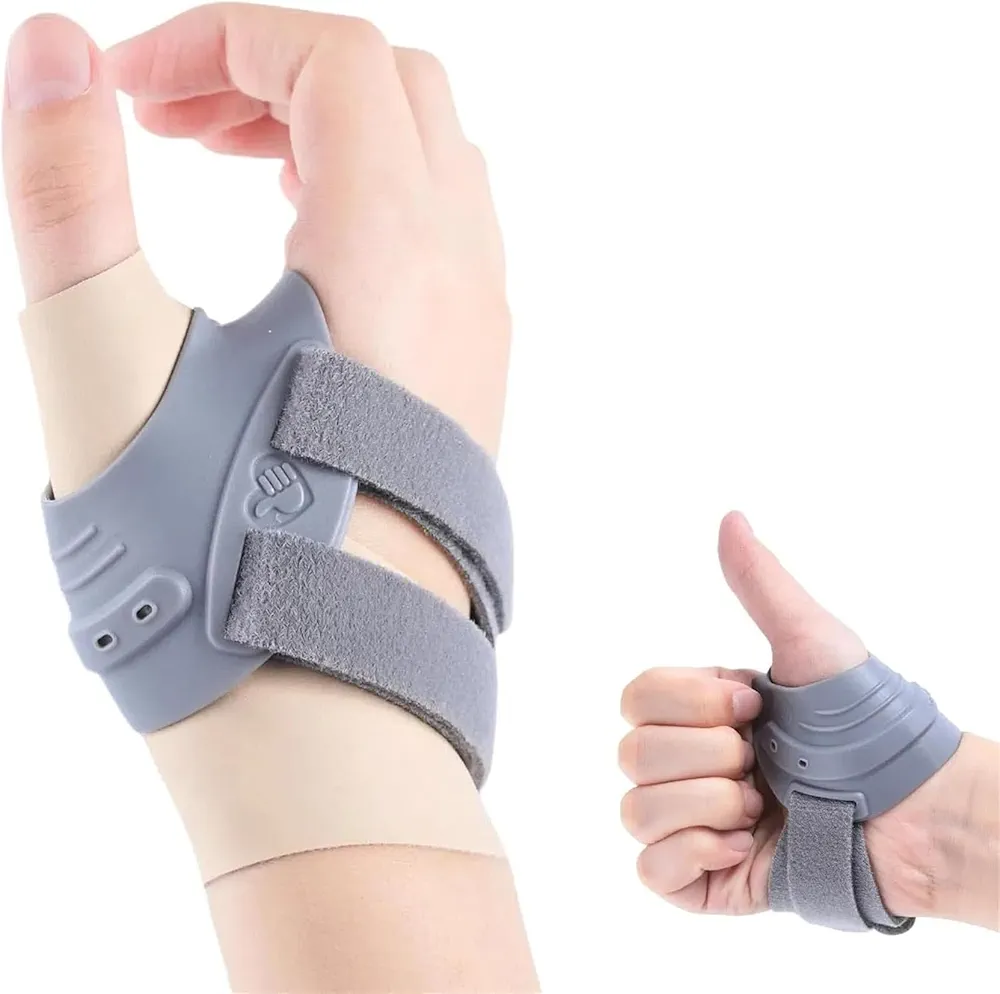 Thumb Brace for Women and Men CMC Thumb Brace, Right Thumb Support for Muscle Strain/Trauma/Tendonitis/Joint Pain/Arthritis,Adjustable Thumb Splint with Thumb Sleeve - Gray, Medium, Right