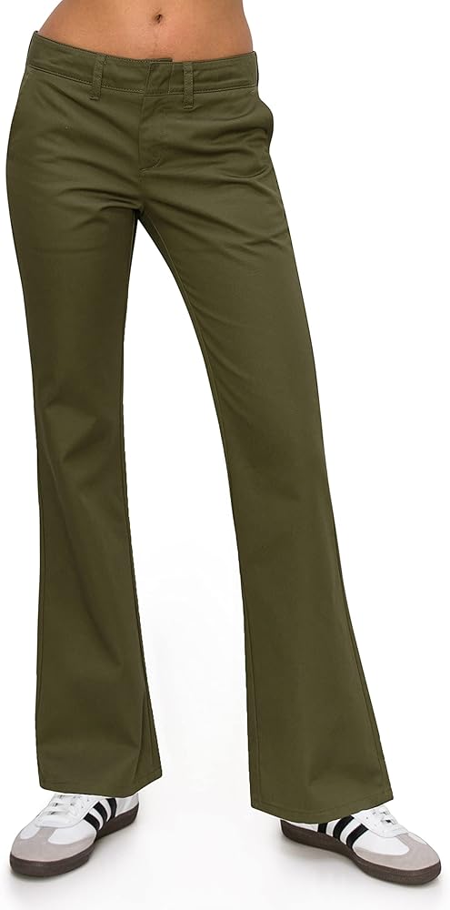 KHAKI & BLUE Women's Work Pants – Low Rise Flared Leg Bootcut Casual Trousers with Pockets