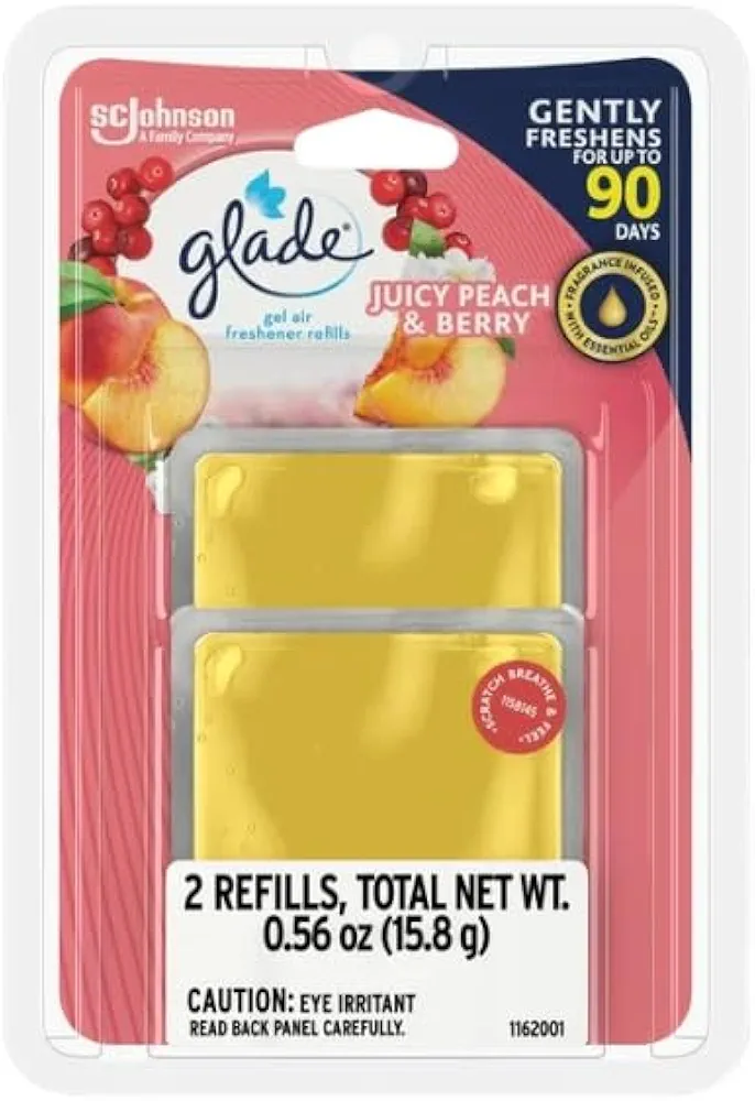 Glade Gel Air Freshener, 2 Count Refills, Juicy Peach & Berry, 0.56 oz