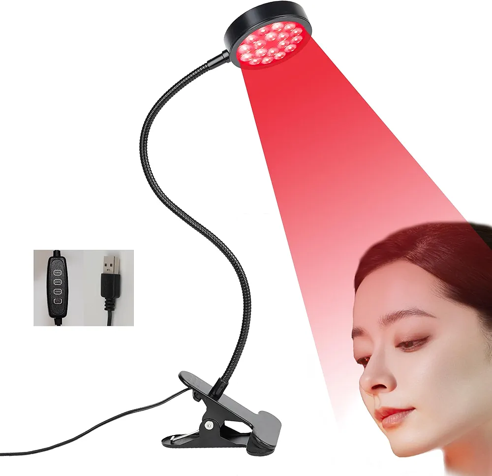 Red Light Therapy - for Face and Body Infrared Light Therapy Lamps with Clamp LED 660nm Redlight and 850nm Near-Infrared Combo Portable Red Light Therapy Device at Home and Travel