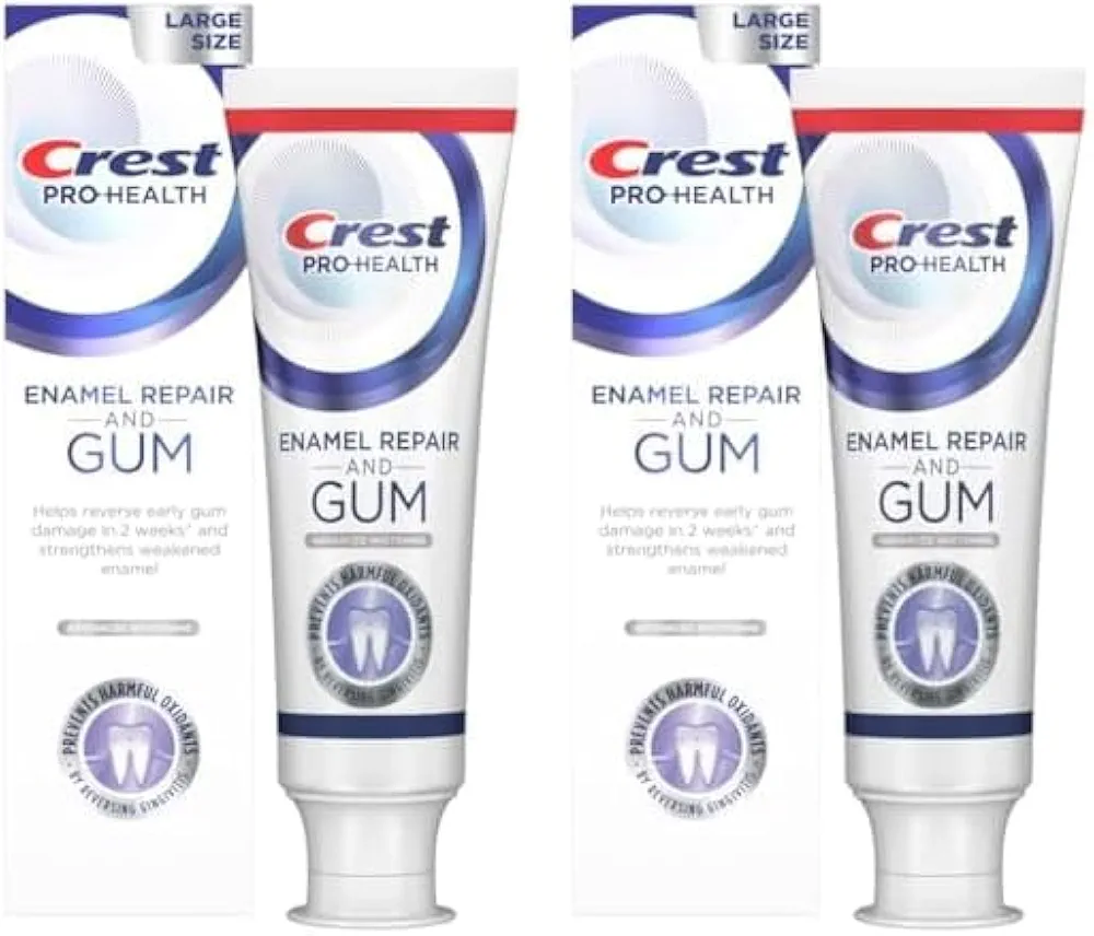 Crest Pro-Health Enamel Repair and Gum Toothpaste 4.8 oz Anticavity, Antibacterial Flouride Toothpaste, Clinically Proven, Gum and Enamel Protection, Advanced Whitening (Pack of 2)