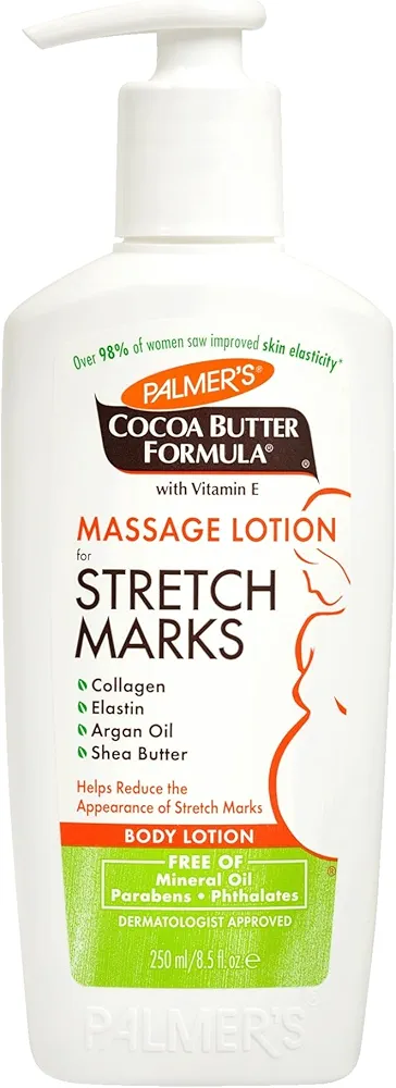 Palmer's Cocoa Butter Formula Massage Lotion For Stretch Marks, Pregnancy Skin Care, Belly Cream with Collagen, Elastin, Argan OIl and Shea Butter, 8.5 Ounces