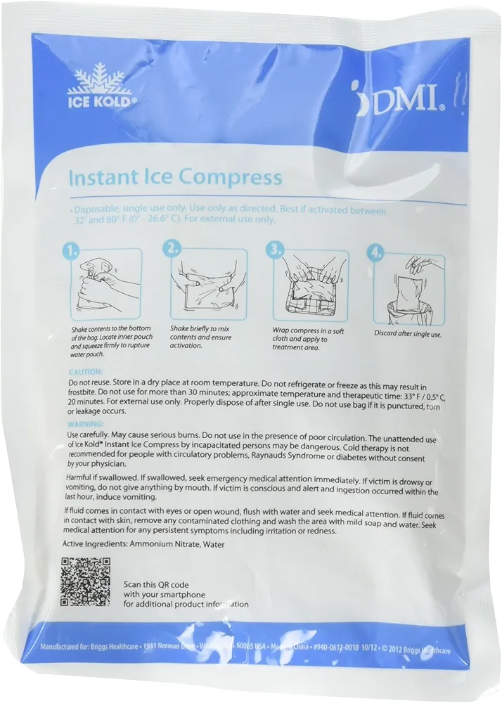 PCP Instant Cold Compress Pack, White, 24 Count