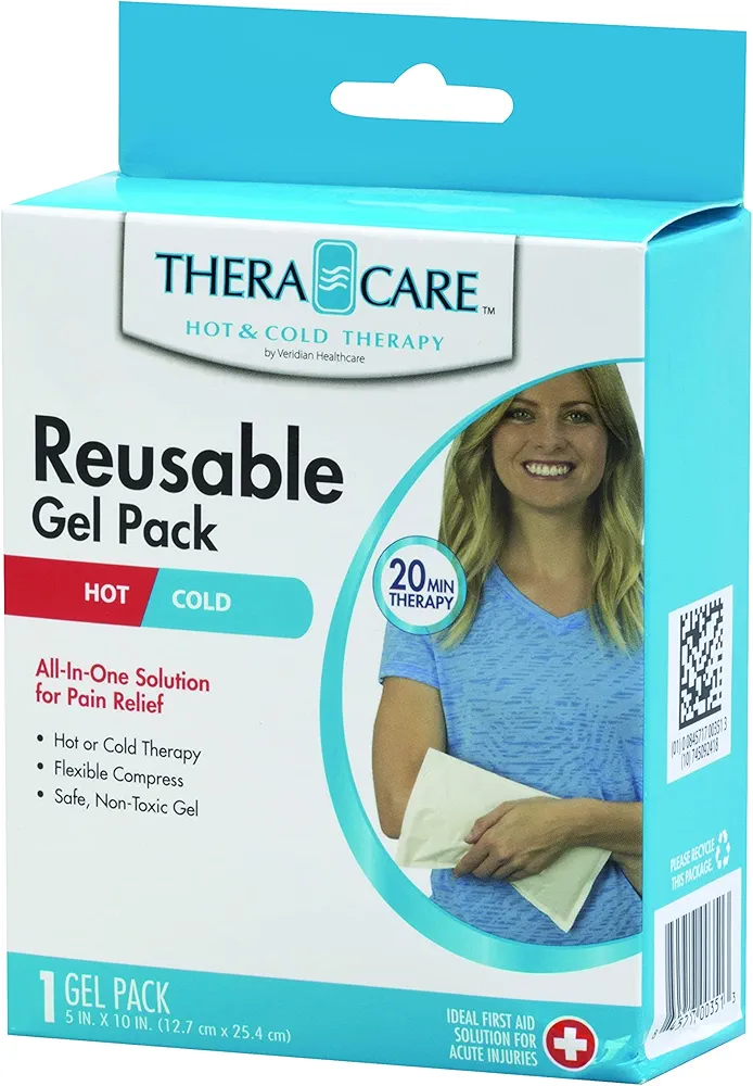 Thera|Care Hot & Cold Reusable Gel Compress | Helps relieve pain and swelling | 5” x 10” flexible compress