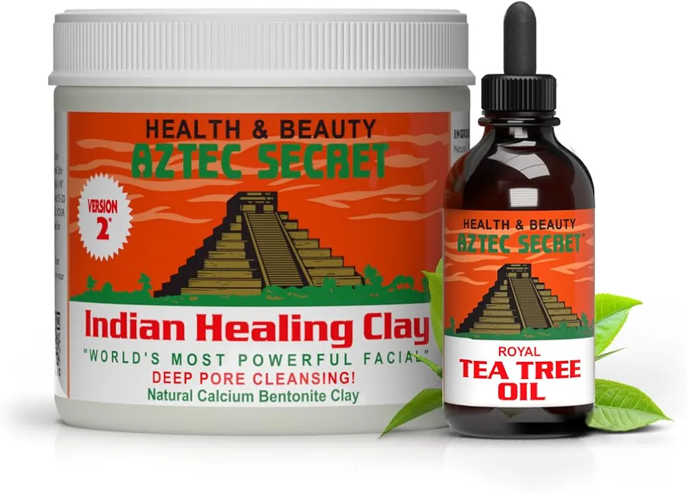 Aztec Secret - Indian Healing Clay 1 lb and Royal Tea Tree Oil 4 Oz Bundle