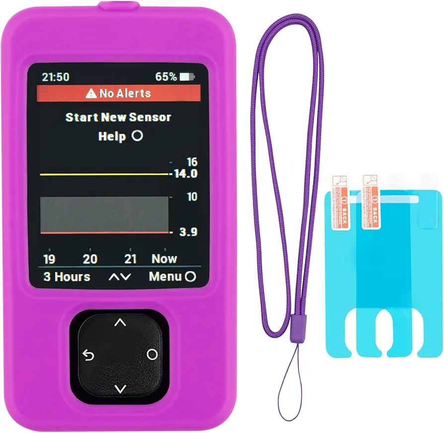 Dexcom G7 Receiver Case with Neck Lanyard and 2PCS Screen Protector (Purple)