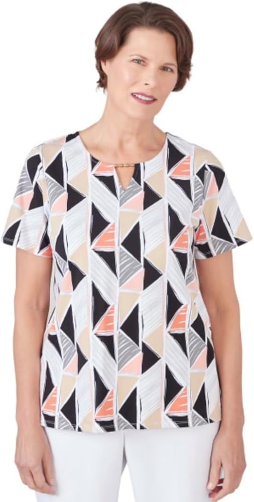 Alfred Dunner cotton Stain Glass Short Sleeve Top