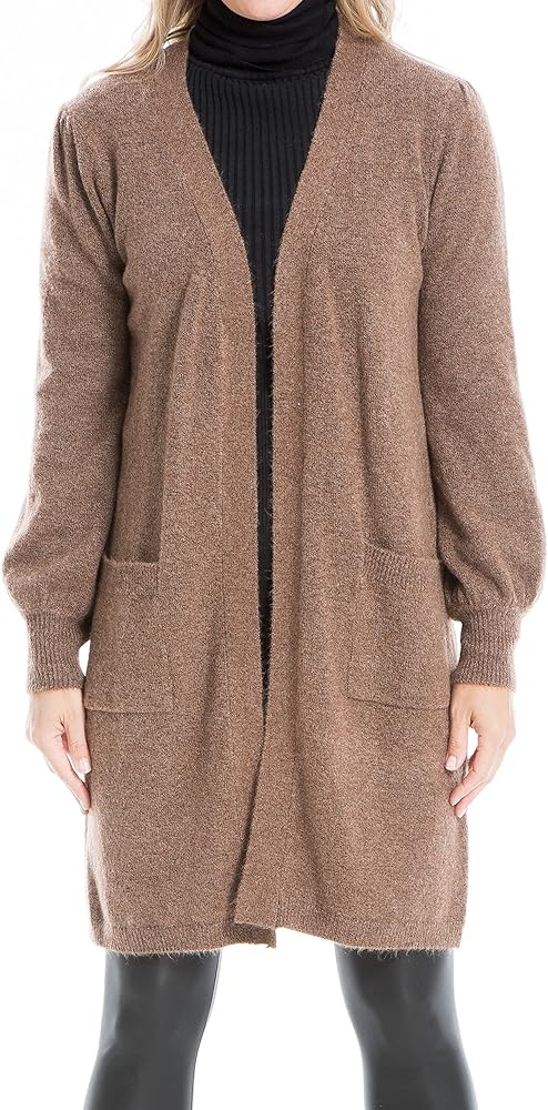 Max Studio Women's Long Open Front Sweater Cardigan Cozy Solid Staple Outwear Coats