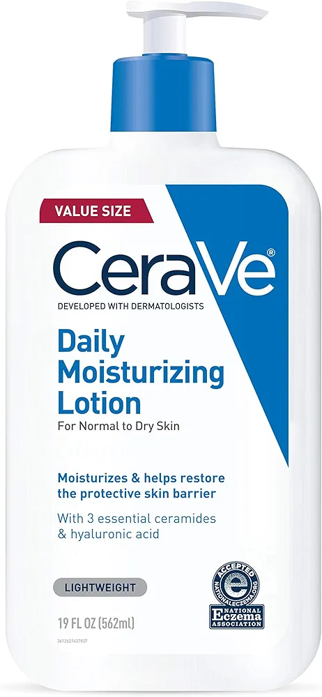 CeraVe Daily Moisturizing Lotion for Dry Skin | Body Lotion & Face Moisturizer with Hyaluronic Acid and Ceramides | Daily Moisturizer | Fragrance Free | Oil-Free | 19 Ounce