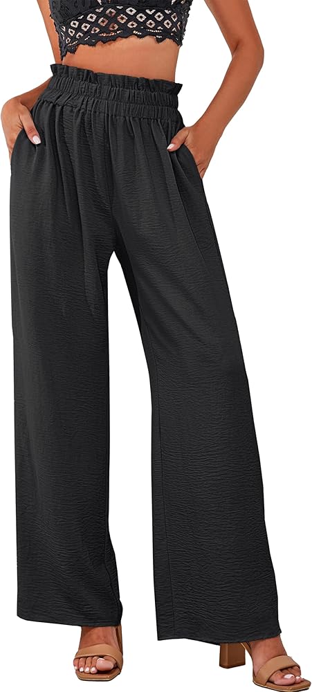 a.Jesdani Women's Pants Casual Loose High Waist Wide Leg Palazzo Pants Trousers with Pockets,S-2XL