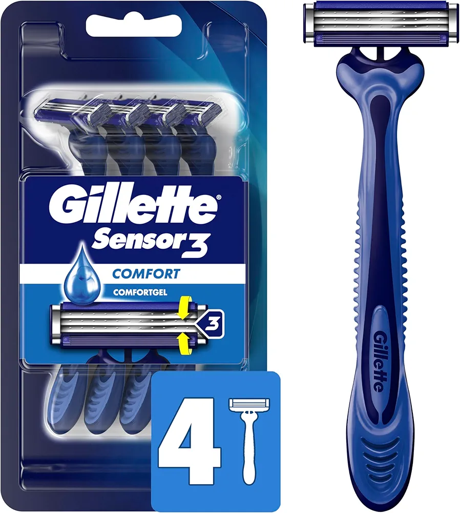 Gillette Sensor3 Smooth Shave Disposable Razor, 4 Count