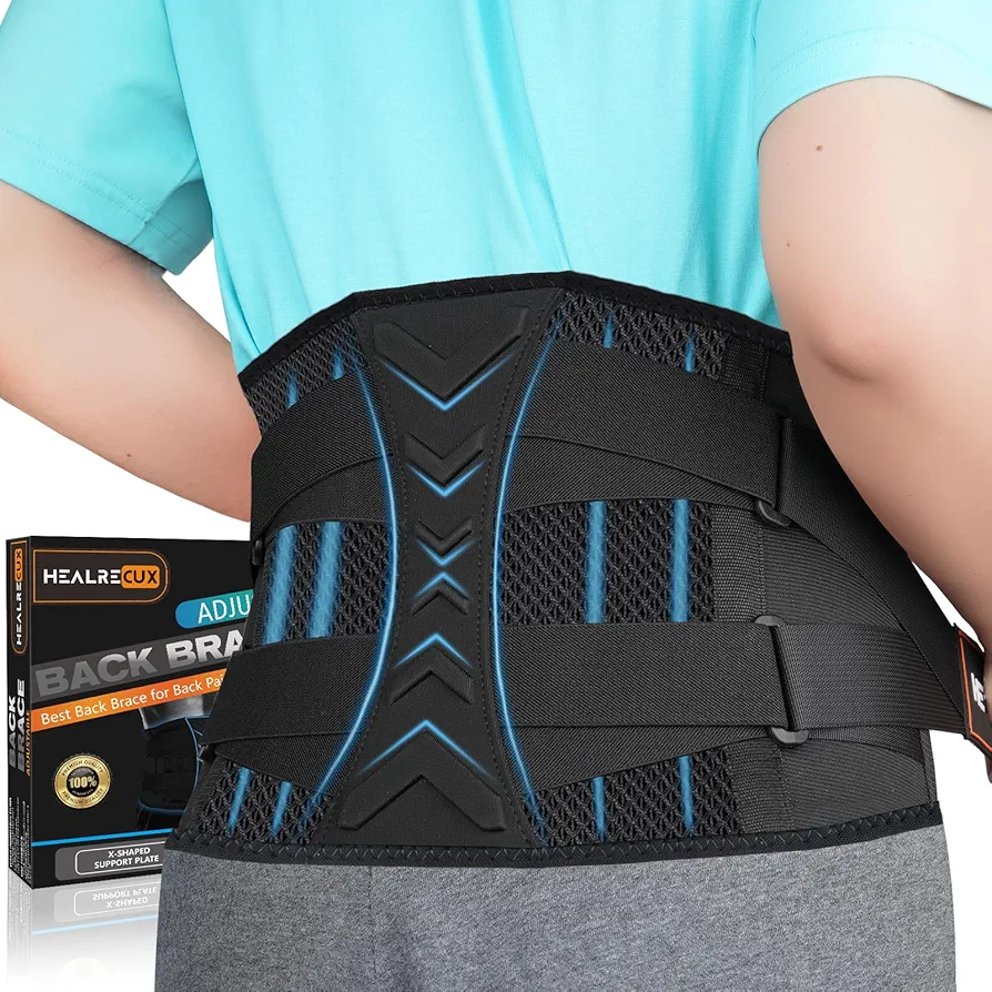 Back Brace for Lower Back Pain Relief with 7 Stays, Back Support Belt with Adjustable Straps, Lumbar Support Belt for Men Women Herniated Disc,Sciatica,Scoliosis M/L(Waist:31.4''-41.3''