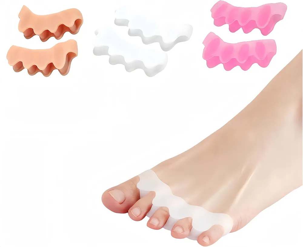 6Pcs Gel Toe Spacers for Women,Correct Hammer Toe Bunion Corrector for Men,bodyfeet,Big Toe Spreaders,Yoga Toe Separators,Straightener for Overlapping Toes;Relieve Feet Pain.By ENBRWAS.