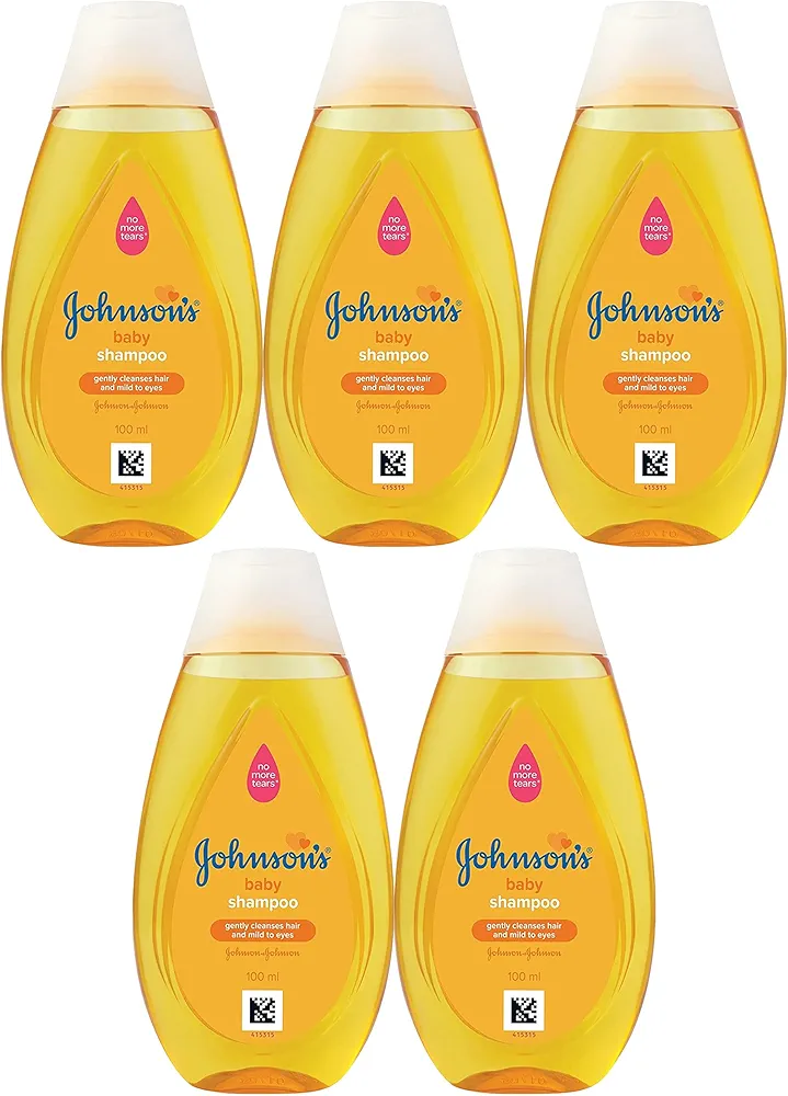 Johnson's Baby Travel Shampoo, 5 Pack 3.38 Oz. Tear-Free Baby Shampoo, Mild and Gentle Baby Shampoo Scalp and Hair Cleanser, Free of Parabens, Phthalates, Sulfates and Dyes, for Babies, Toddlers, Kids