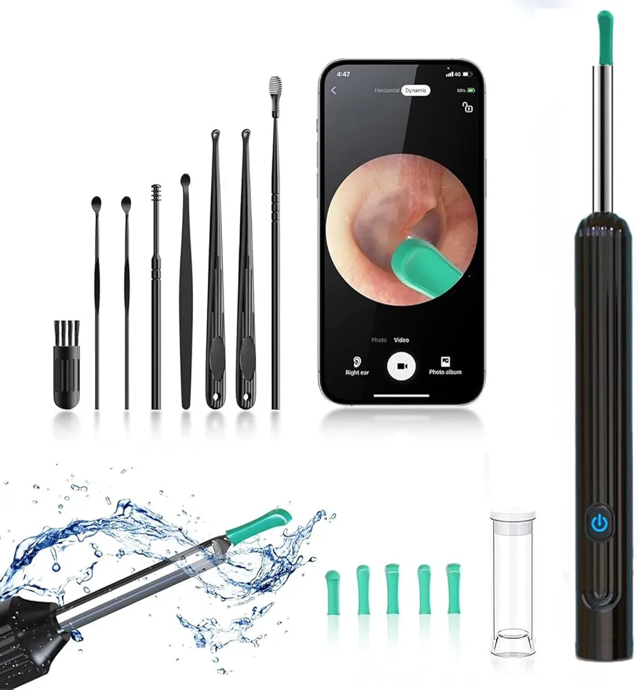 Ear Wax Removal Tool, Ear Cleaner with Camera and Light, Smart Visual Earwax Removal kit Waterproof Silicone Ear Spoon for Easy Earwax Cleaning (NE7) (NE7)