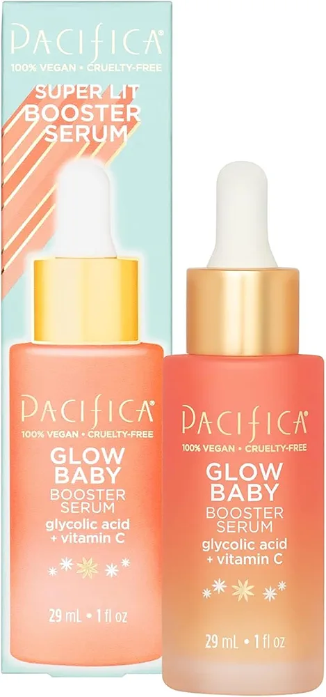 Pacifica Beauty, Glow Baby Booster Serum For Face, Vitamin C and Glycolic Acid, Brightens and Supports, For All Skin Types, Fragrance Free, Clean Skin Care, Vegan & Cruelty Free , 1 Fl Oz