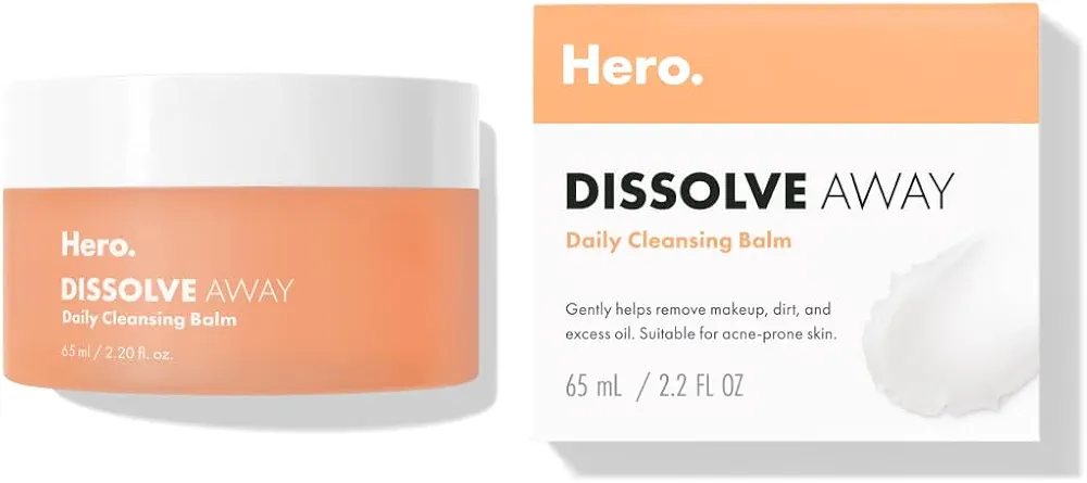 HERO COSMETICS Dissolve Away Daily Cleansing Balm - Helps Remove Makeup and Grime - Won’t Clog Pores - Suitable for Sensitive and Acne-Prone Skin (2.2 fl oz)