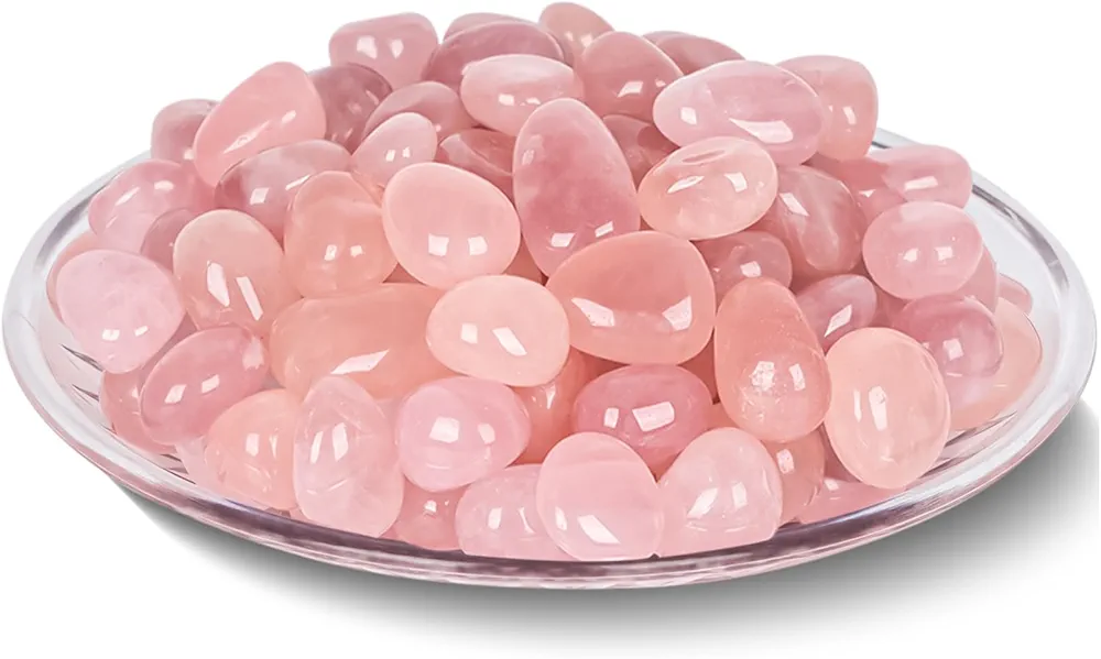 0.66lb Rose Quartz Tumbled Stones,Natural Polished Stone for Meditation,Energy Crystal Healing,Reiki Gift,Chakra Stones and Home Decor(0.6-0.8" 300g)