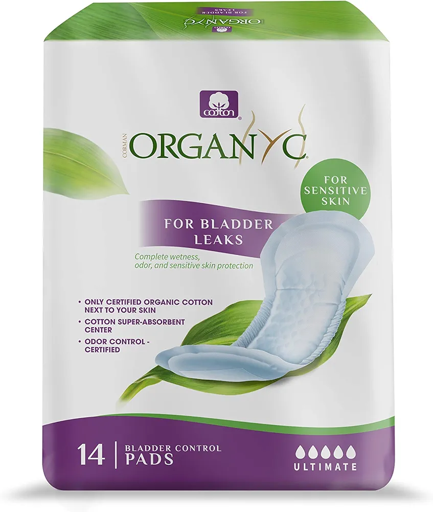 Organyc – 100% Organic Cotton Light Incontinence Pads for Bladder Leaks, FSA/HSA Eligible, Ultimate Flow, 14 Count…