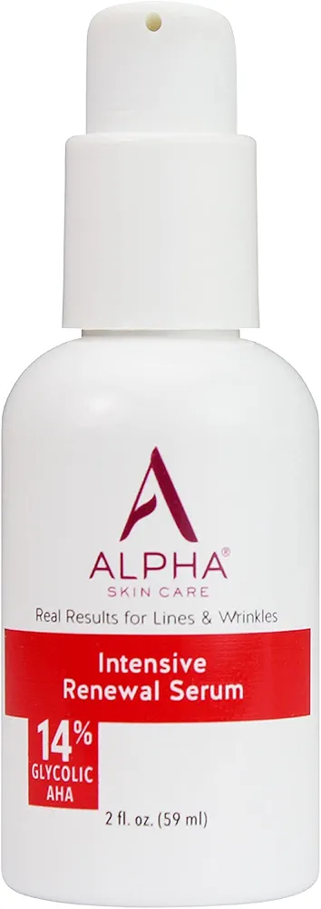 Alpha Skin Care Renewal Serum Concentrated with 14% Glycolic AHA, Intensive Rejuvenating Smoothing Serum, Gently Exfoliates, Hydrates, Evens Skin Tone For A Healthier Clear Complexion