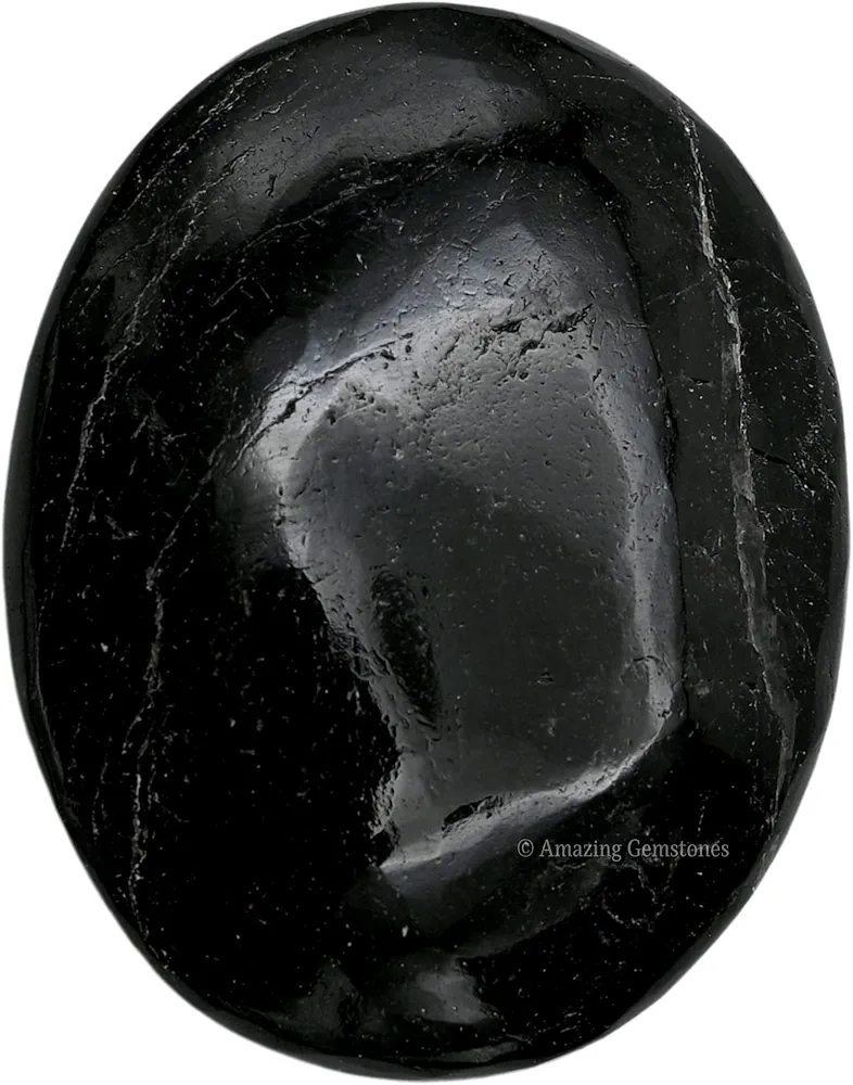 Black Tourmaline Palm Stone - Hot Massage Worry Stone for Natural Body Chakra Balancing, Reiki Healing and Crystal Grid