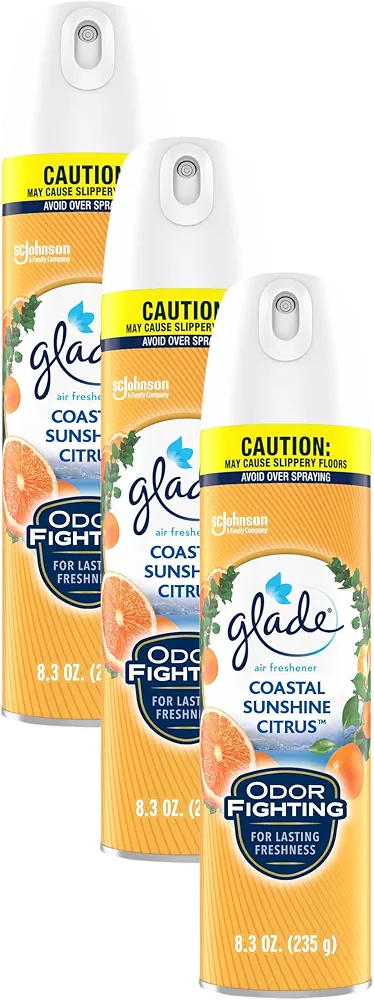 Glade Air Freshener Room Spray, Coastal Sunshine Citrus, 8.3 oz (Pack of 3)