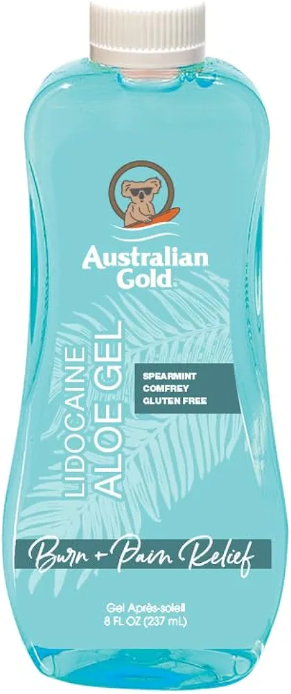 Australian Gold Aloe Vera with Ounce Relieves Sunburn Pain and Hot Itchy Skin, Aloe Freeze Spray Gel w/ Lidocaine, 8 Fluid Ounce