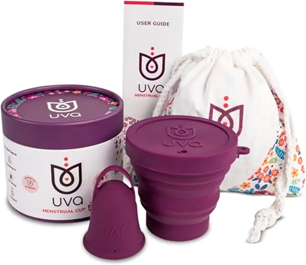 UVA Menstrual Cup Kit Size B - Heavy Flow Reusable Period Cup Set - Leak-Proof Silicone Soft Period Cup, Sterilizer & Travelling Bag - Period Cups for Women